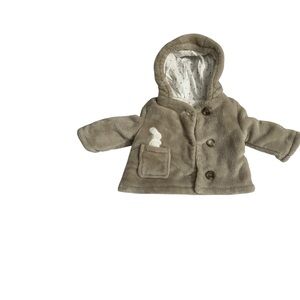 Baby Hooded Jacket. Tan. 0-3 months.